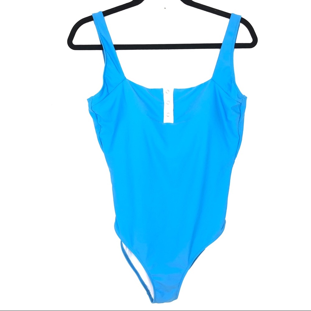 summersalt Bright Blue One-Piece Swimsuit with Snap Placket